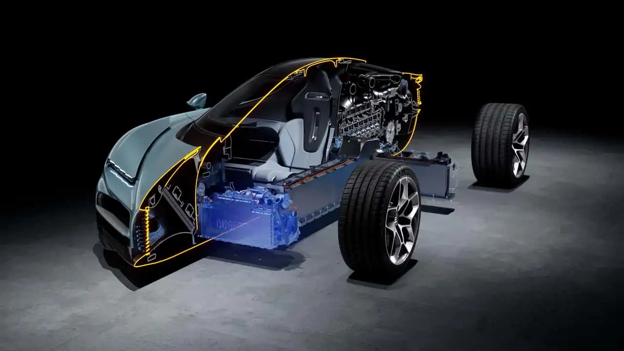 Le groupe motopropulseur hybride du Bugatti Tourbillon en détail